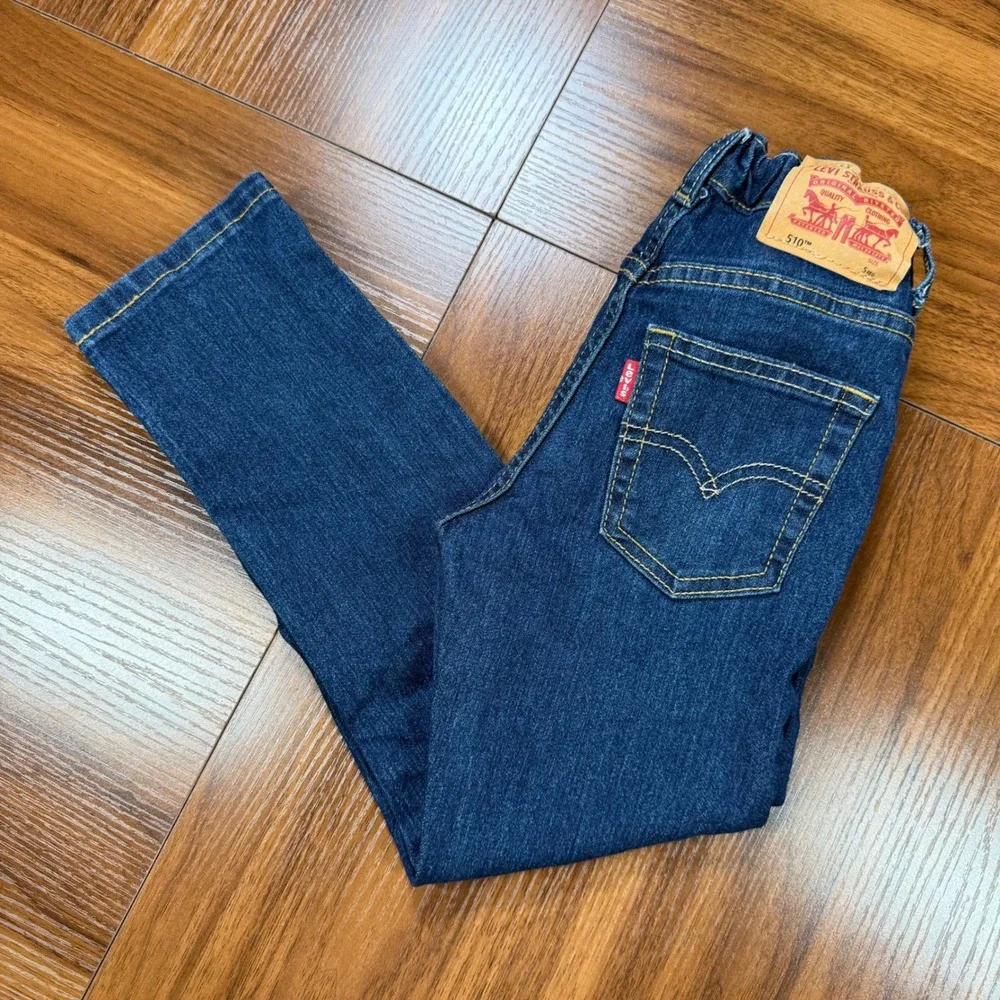 Levis 510 Performance Skinny Jeans Boys Size 5 Blue Denim Adjustable Waist